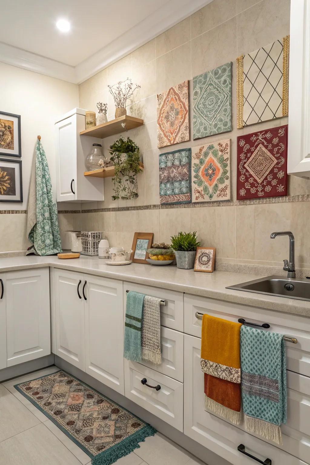 Achieve a unified look by coordinating towel colors with kitchen elements.