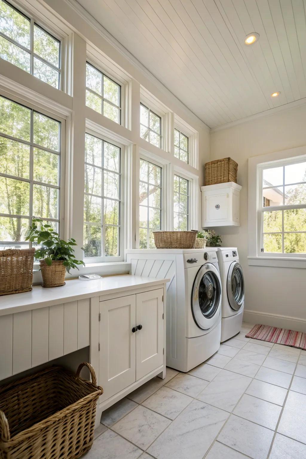 Harness the power of natural light to brighten your laundry room.