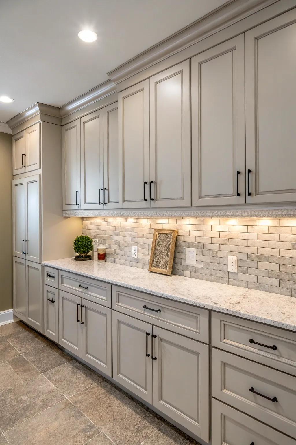 Neutral tones create a harmonious kitchen environment.