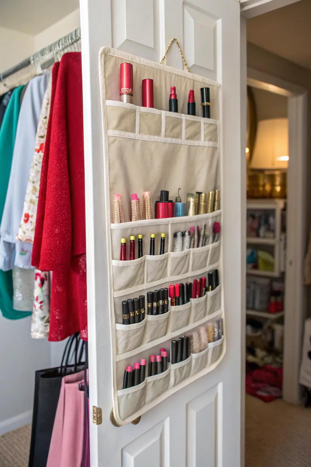 Save space with a handy hanging organizer.