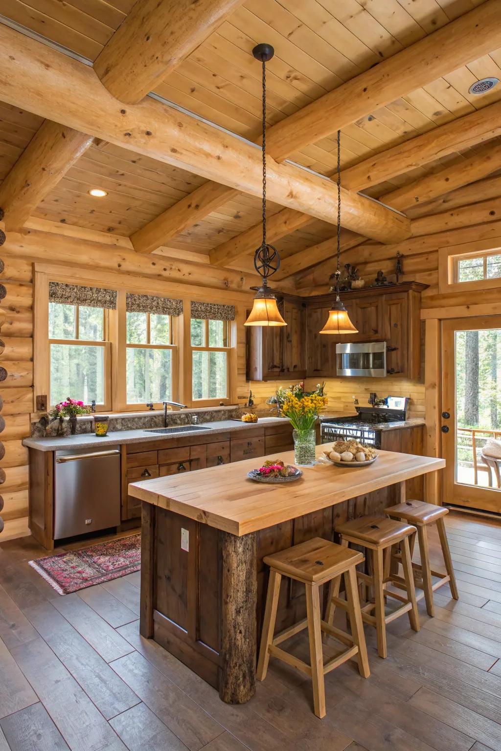 A functional kitchen island with seating, ideal for cozy gatherings.