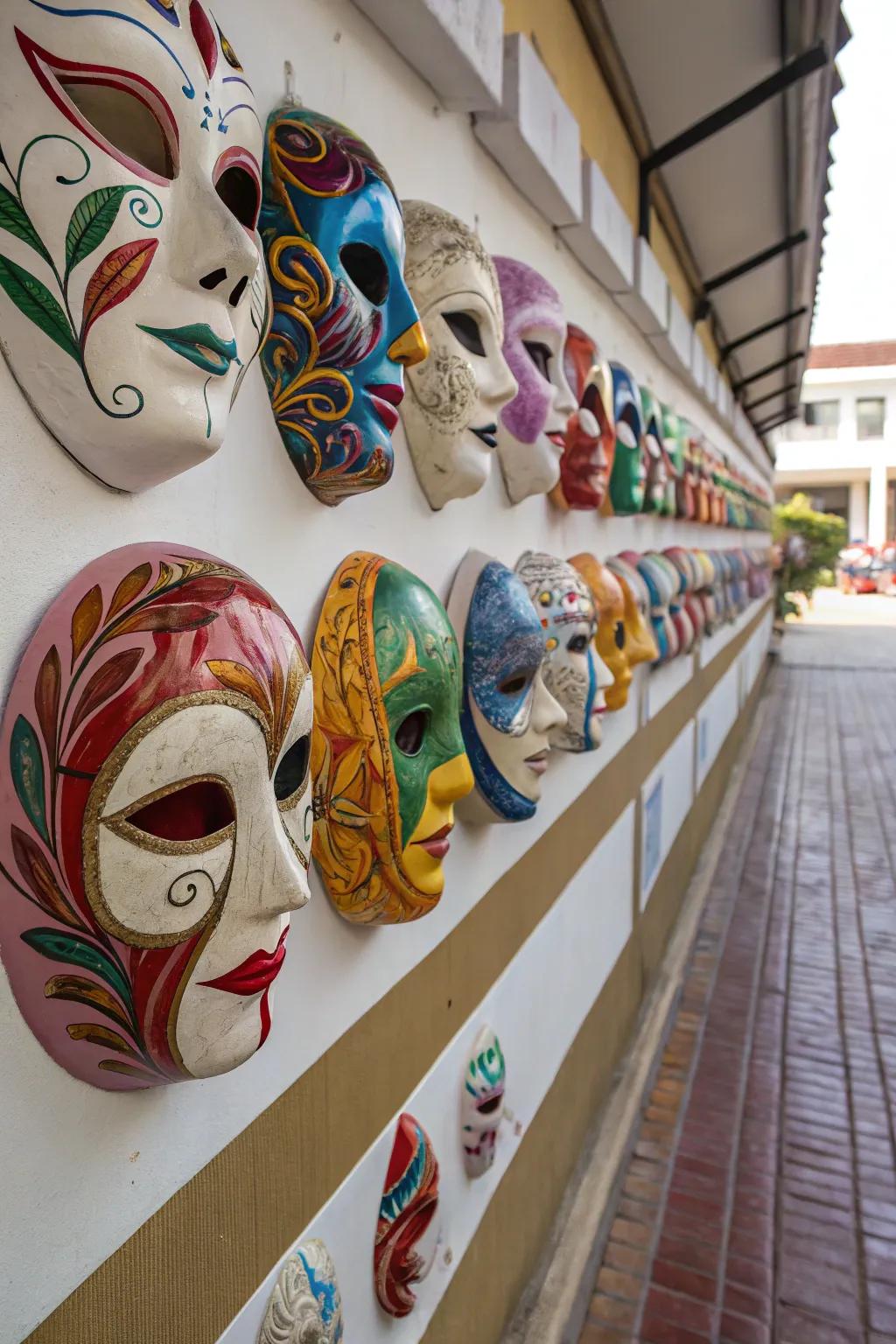 A theme-based collection of masks offers a harmonious look.