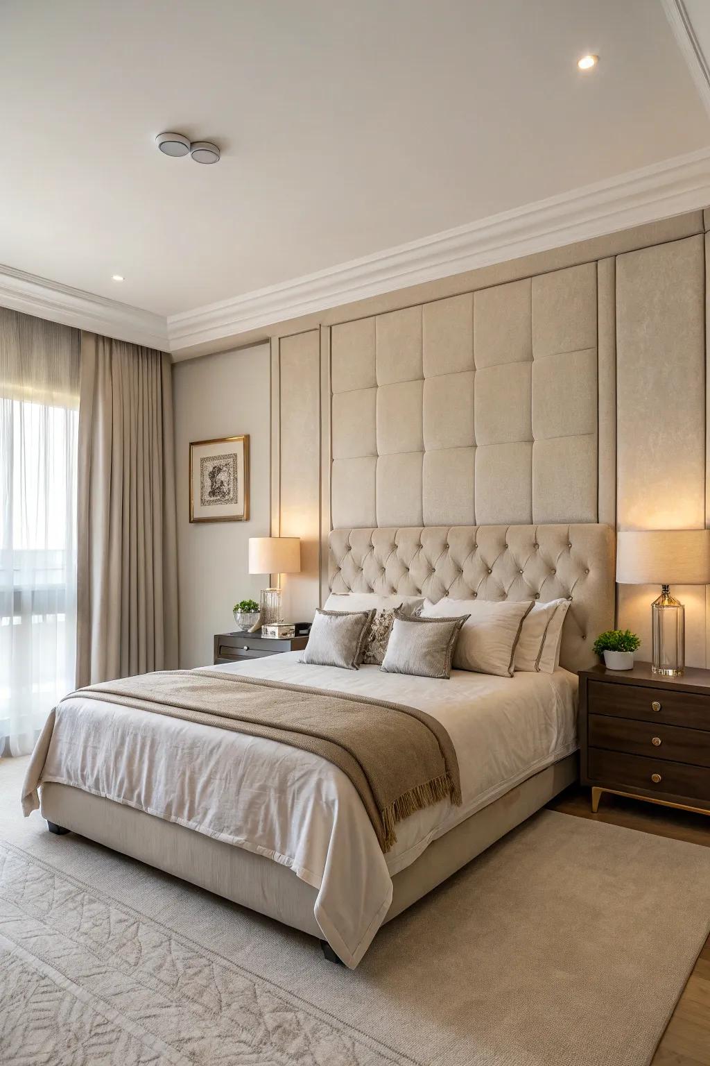 Neutral tones bring serenity and calmness to your headboard wall.