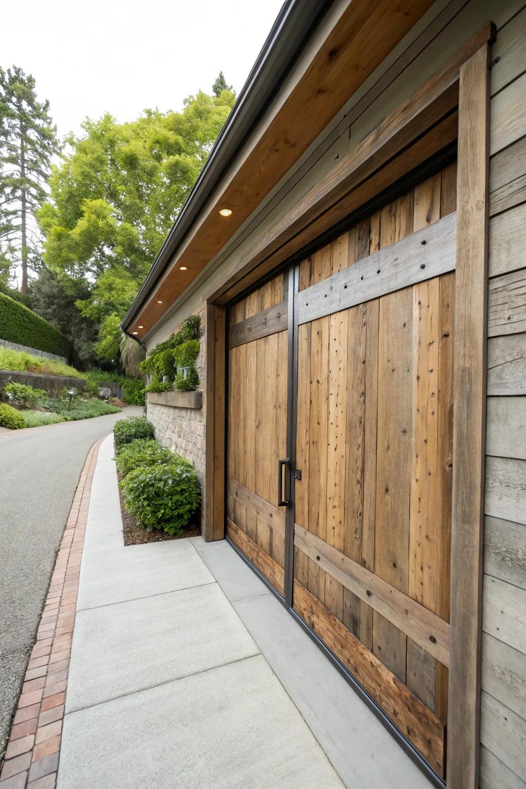 Eco-friendly materials add a sustainable touch to garage doors.