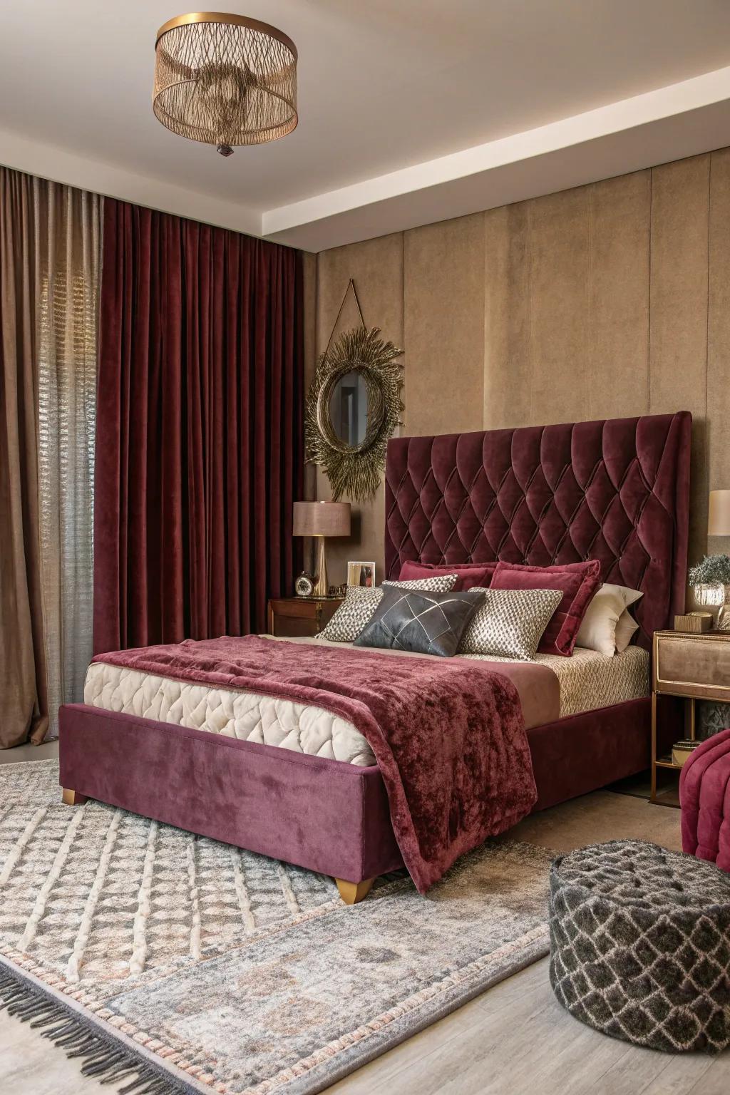 Luxurious textures add depth and elegance.