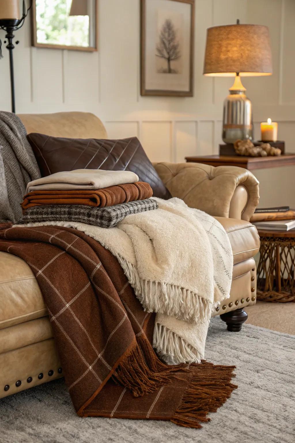 A room full of warmth with layered rustic textures.