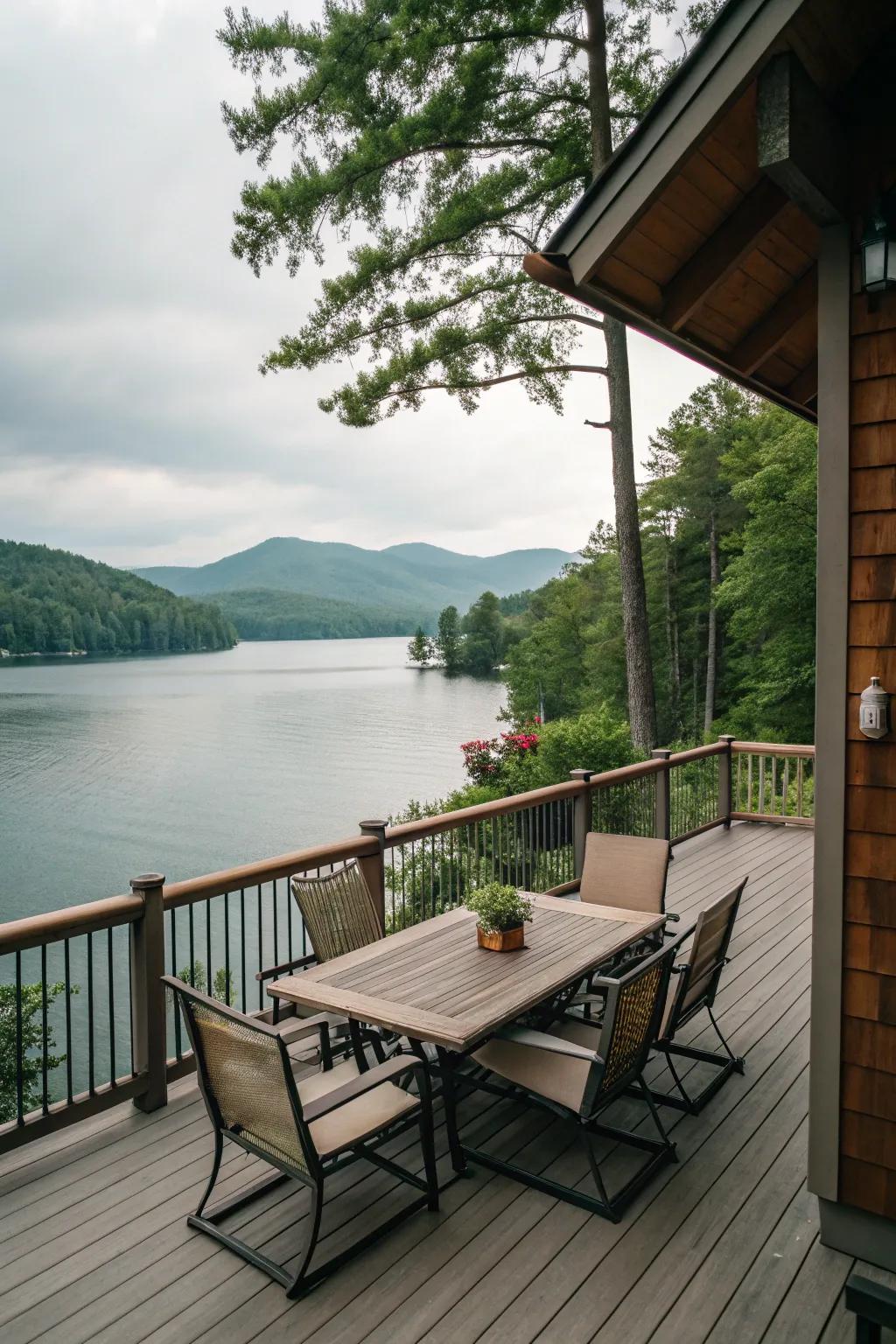 A deck that invites you to enjoy the outdoors.