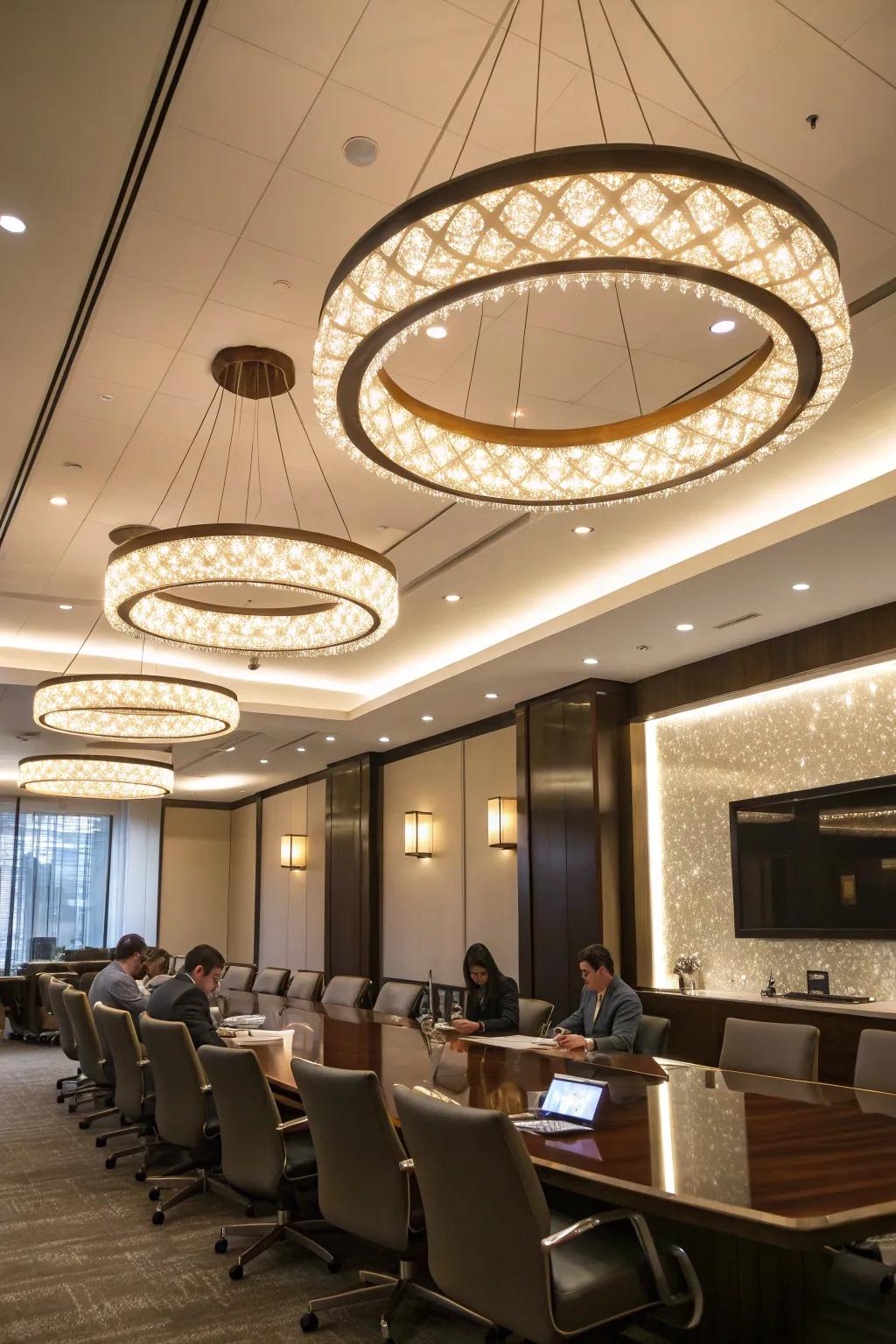 Enhance your conference room with elegant pendant lighting.