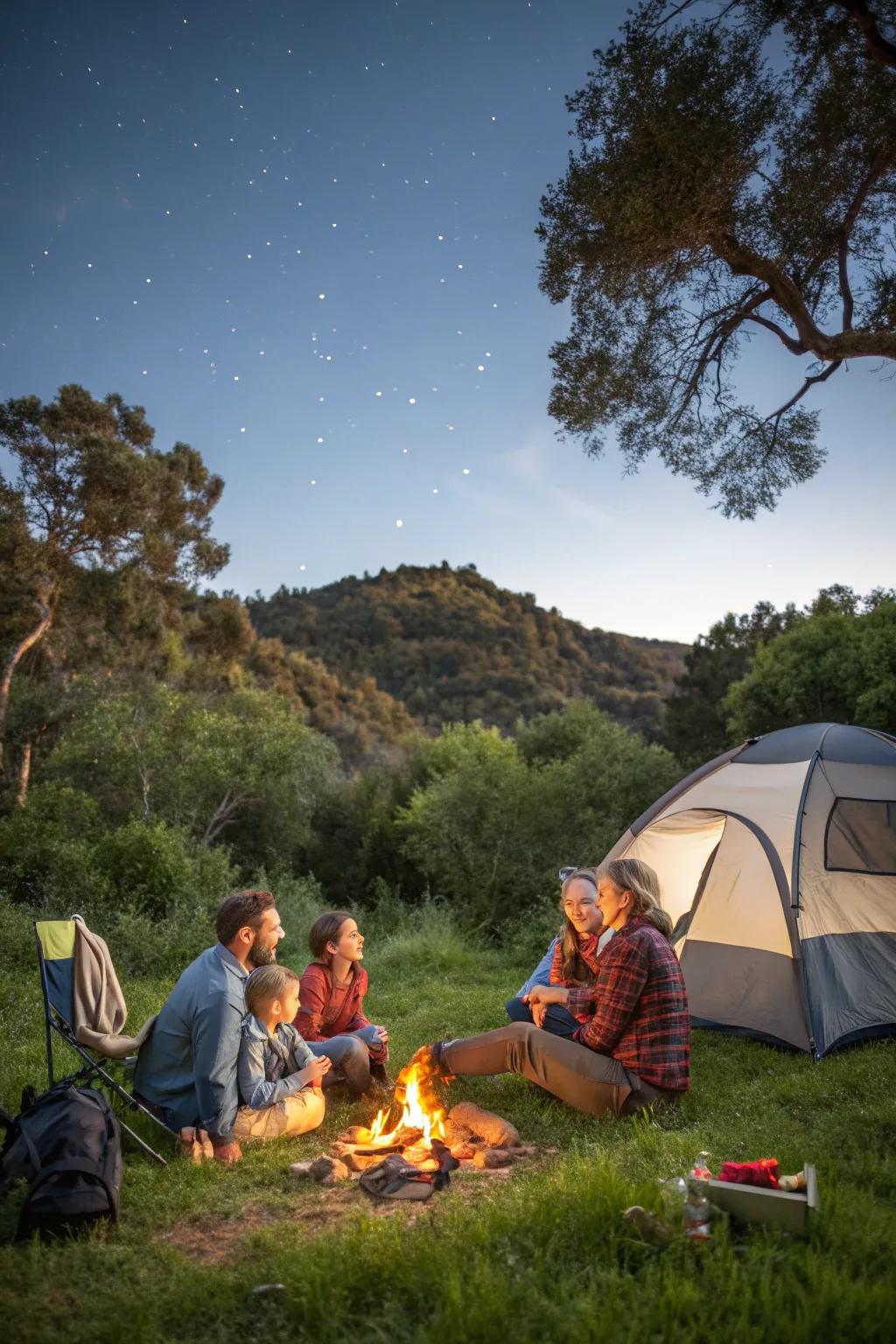 A family camping trip filled with laughter and nature.