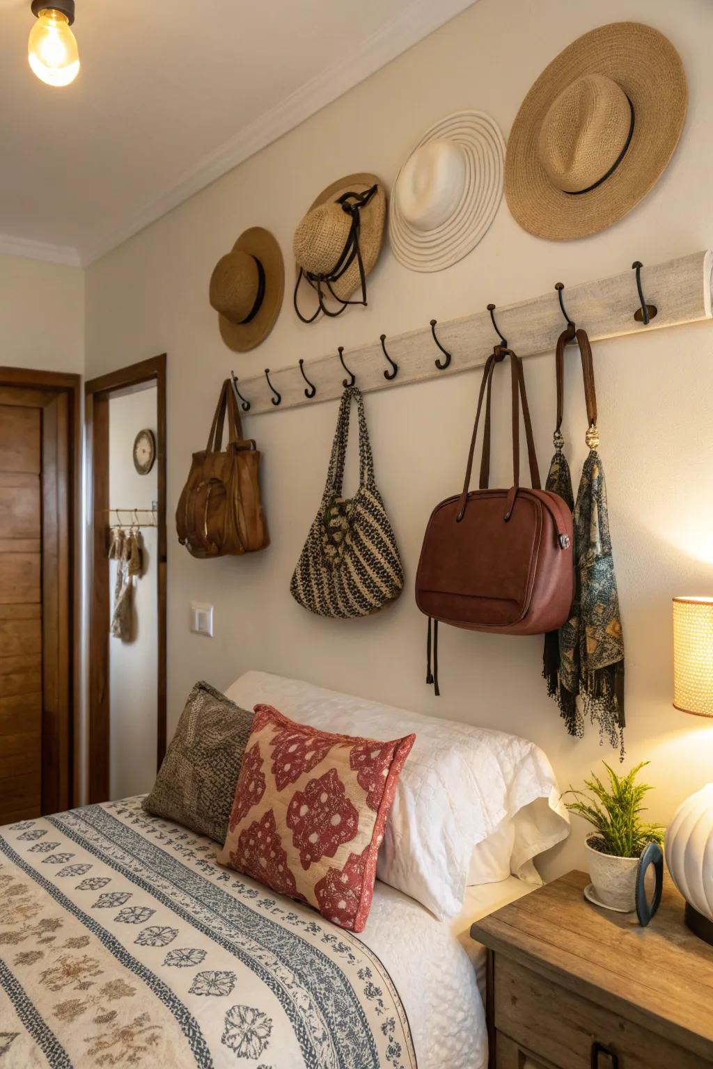 Add style and function with decorative wall hooks.