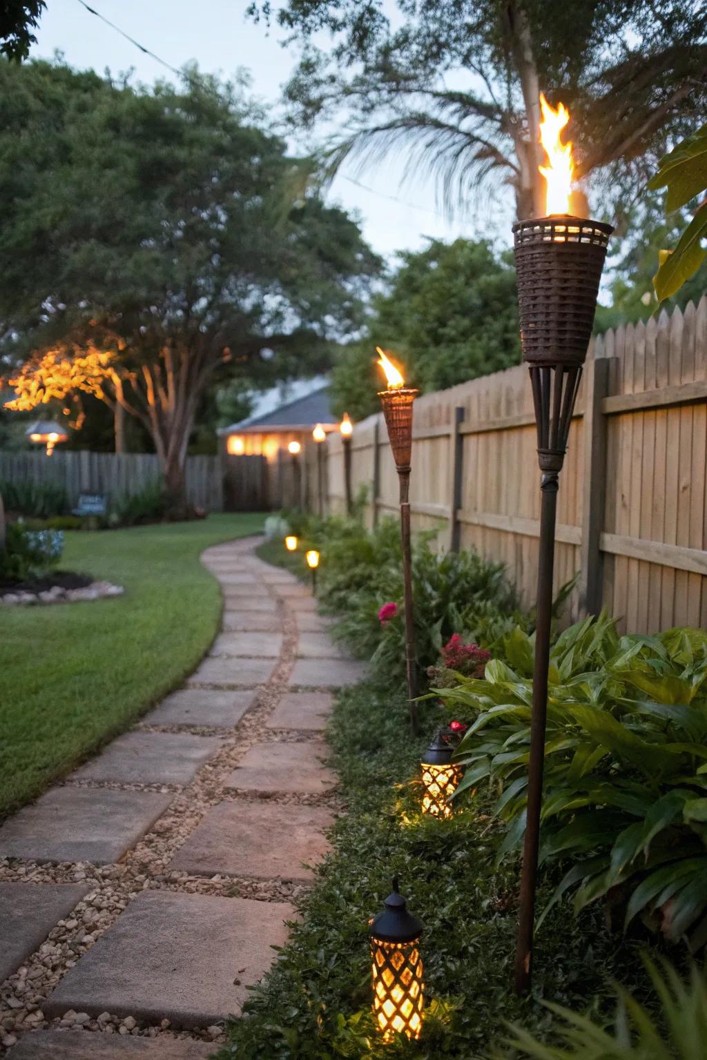 Tiki torches bring a festive and tropical feel to your outdoor space.