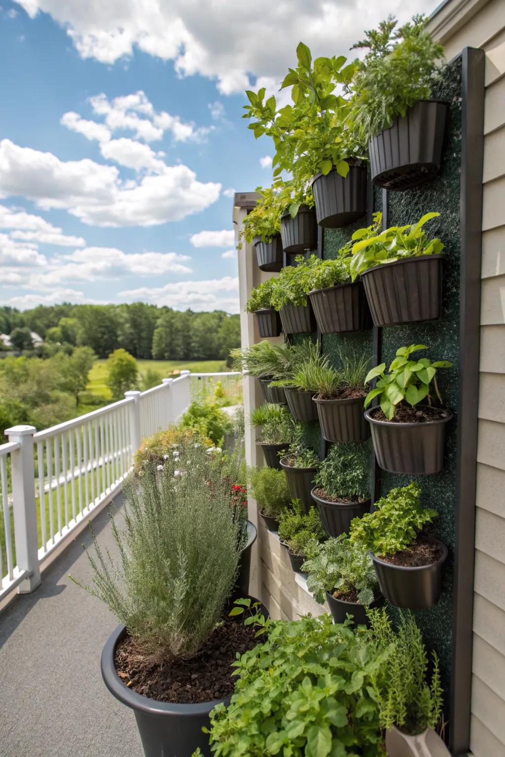 Enjoy fresh herbs with a vertical herb garden.