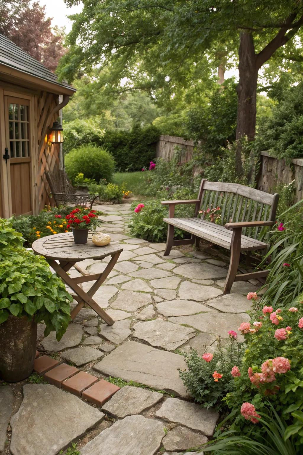 Infuse rustic charm with a flagstone patio.