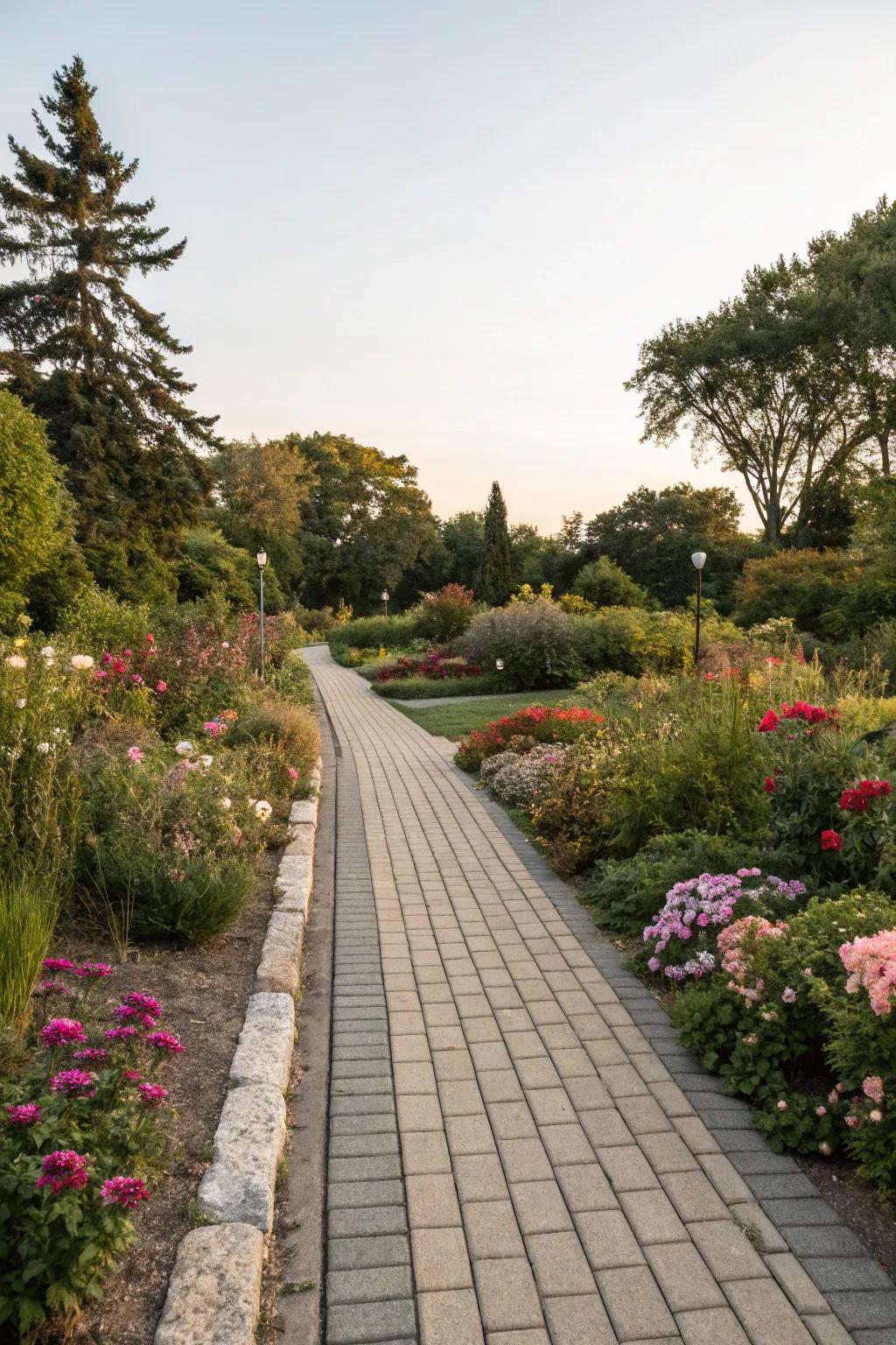 Seamlessly blend walkways and flower beds with pavers.