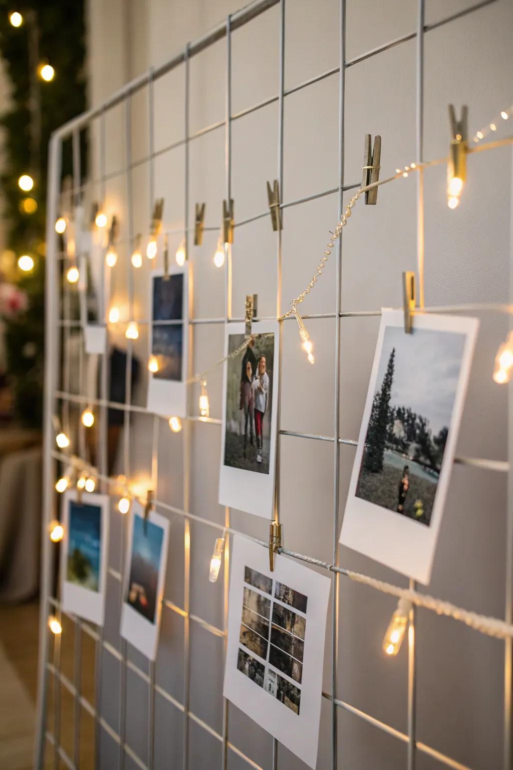 Wire grids with lights add a modern, organized touch.