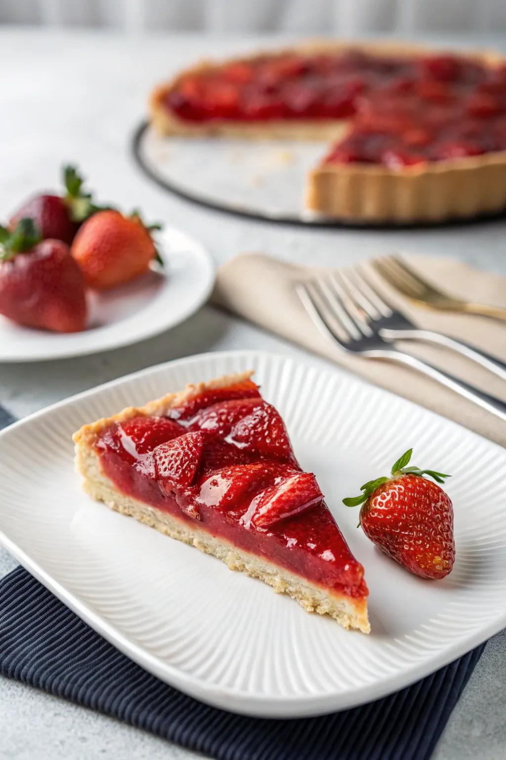 A pie slice displayed with a minimalist aesthetic.