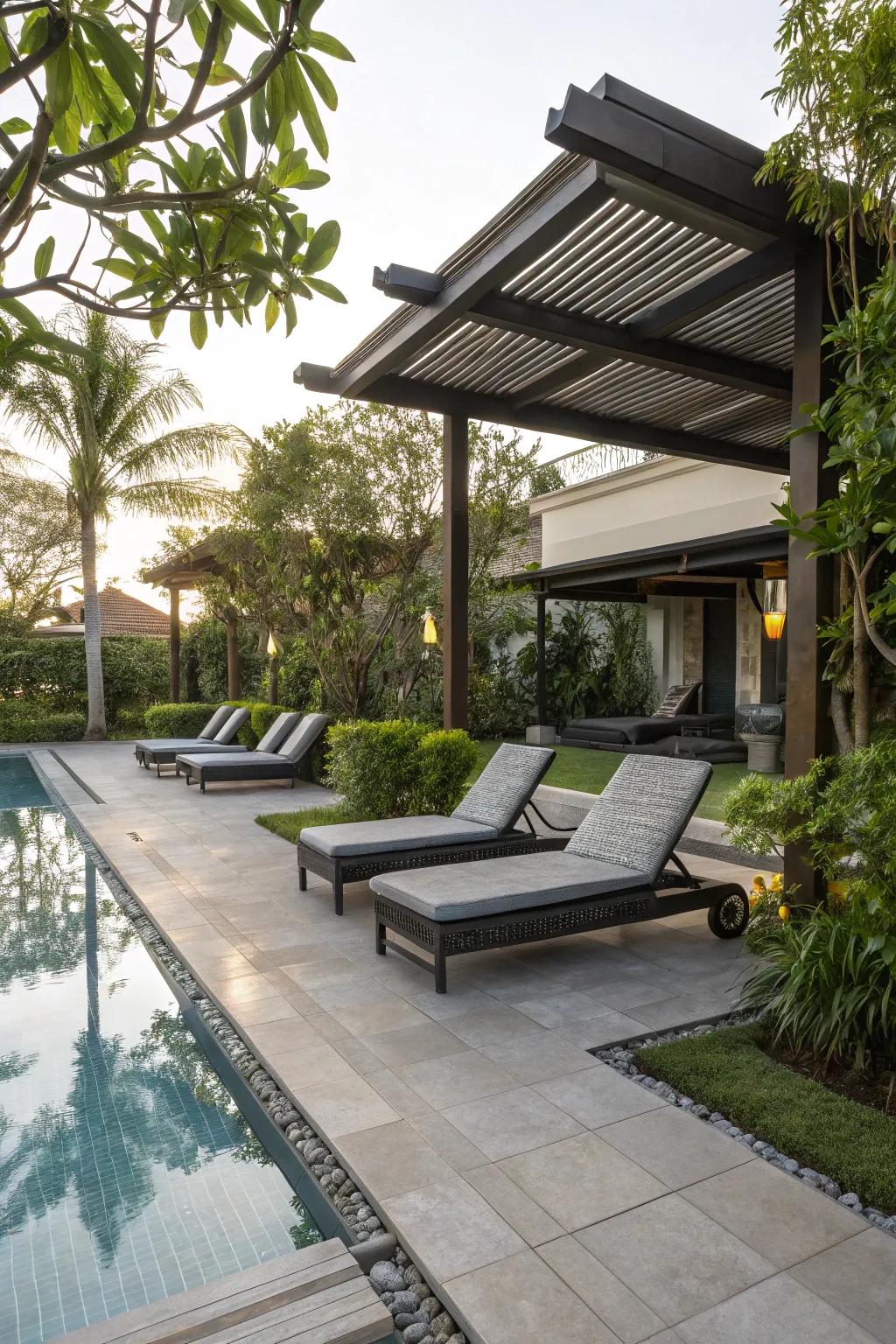 A well-designed deck area enhances the poolside experience.