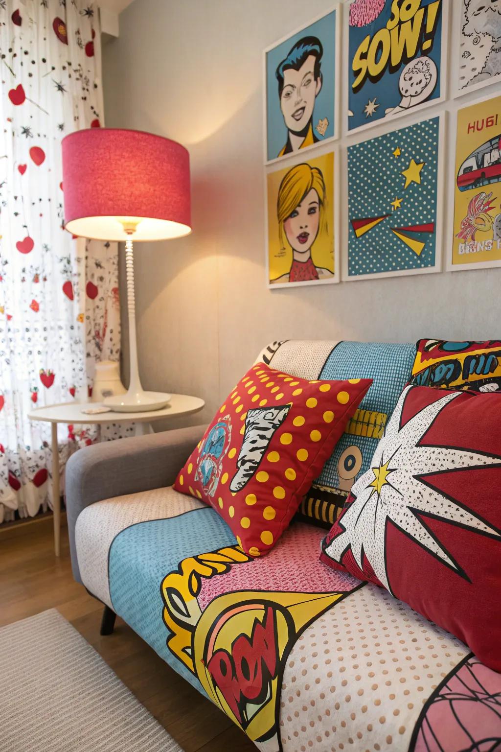 Accent items complete the pop art look.