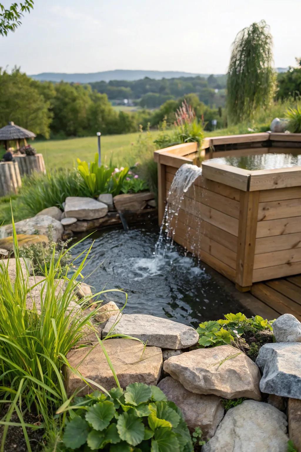 Elevate your pond with the calming sound of running water.