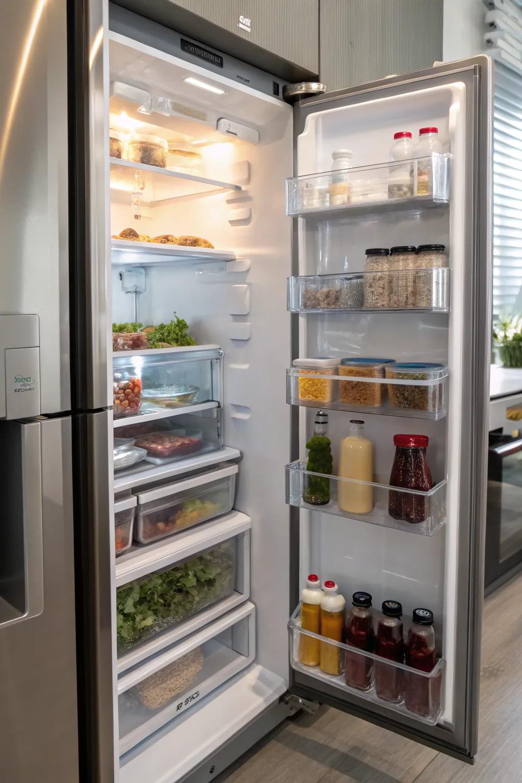 Adjustable shelves let you customize your fridge space.