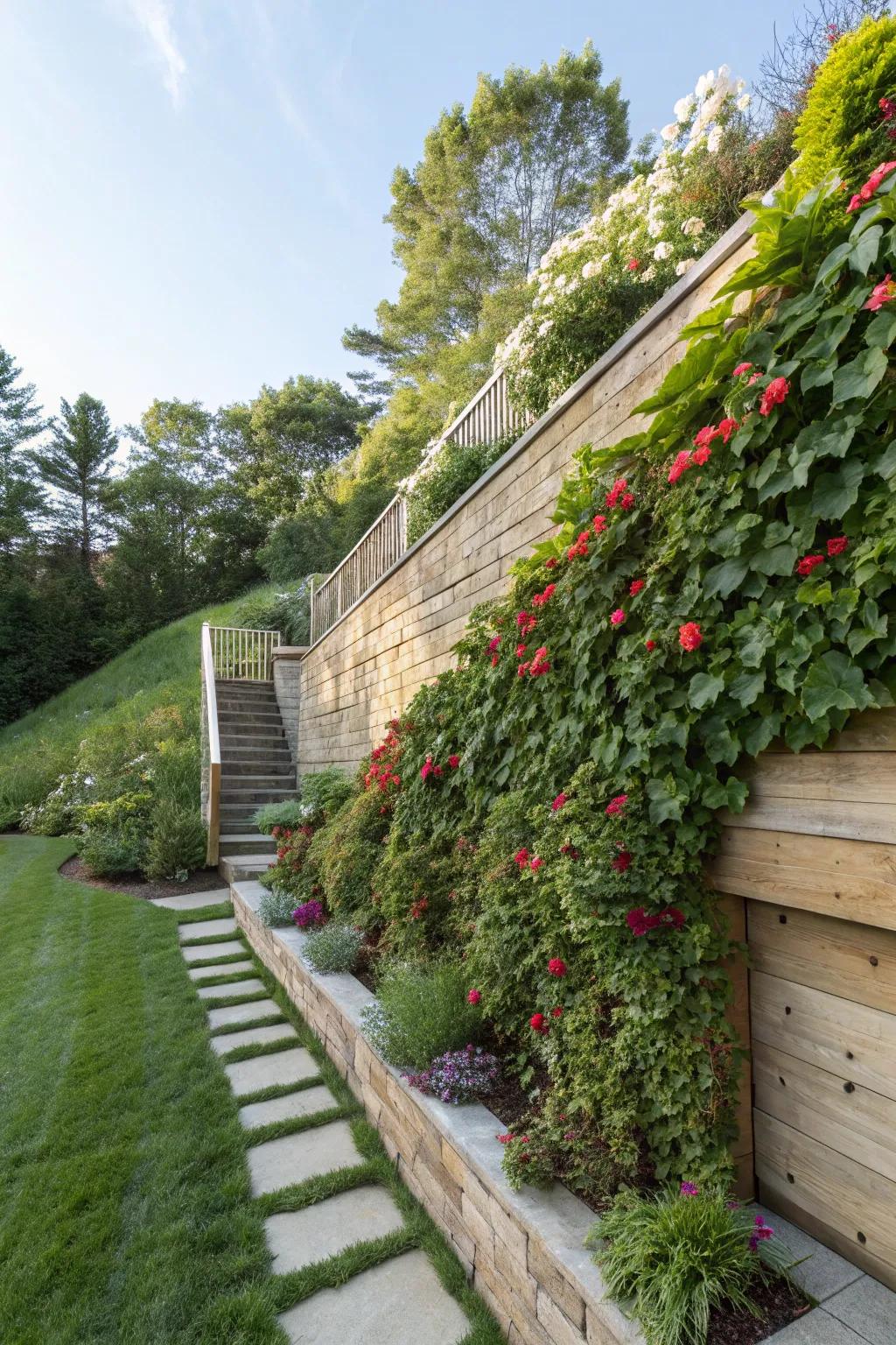 Living walls bring a burst of life and color to retaining structures.