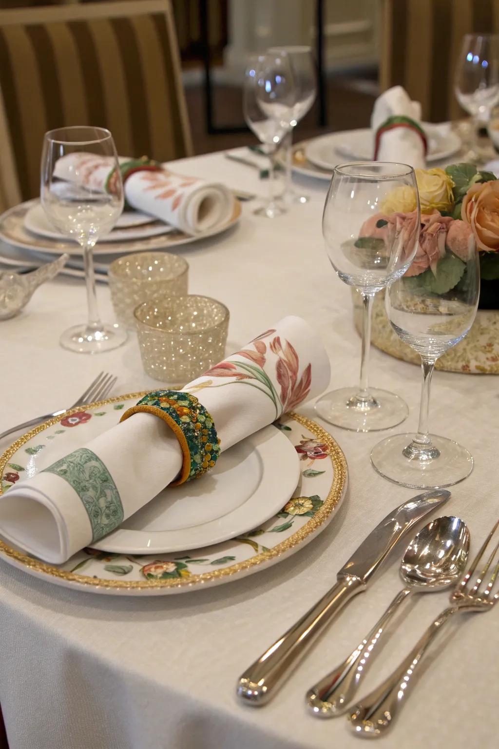 Napkin rings offer a personal and stylish touch.