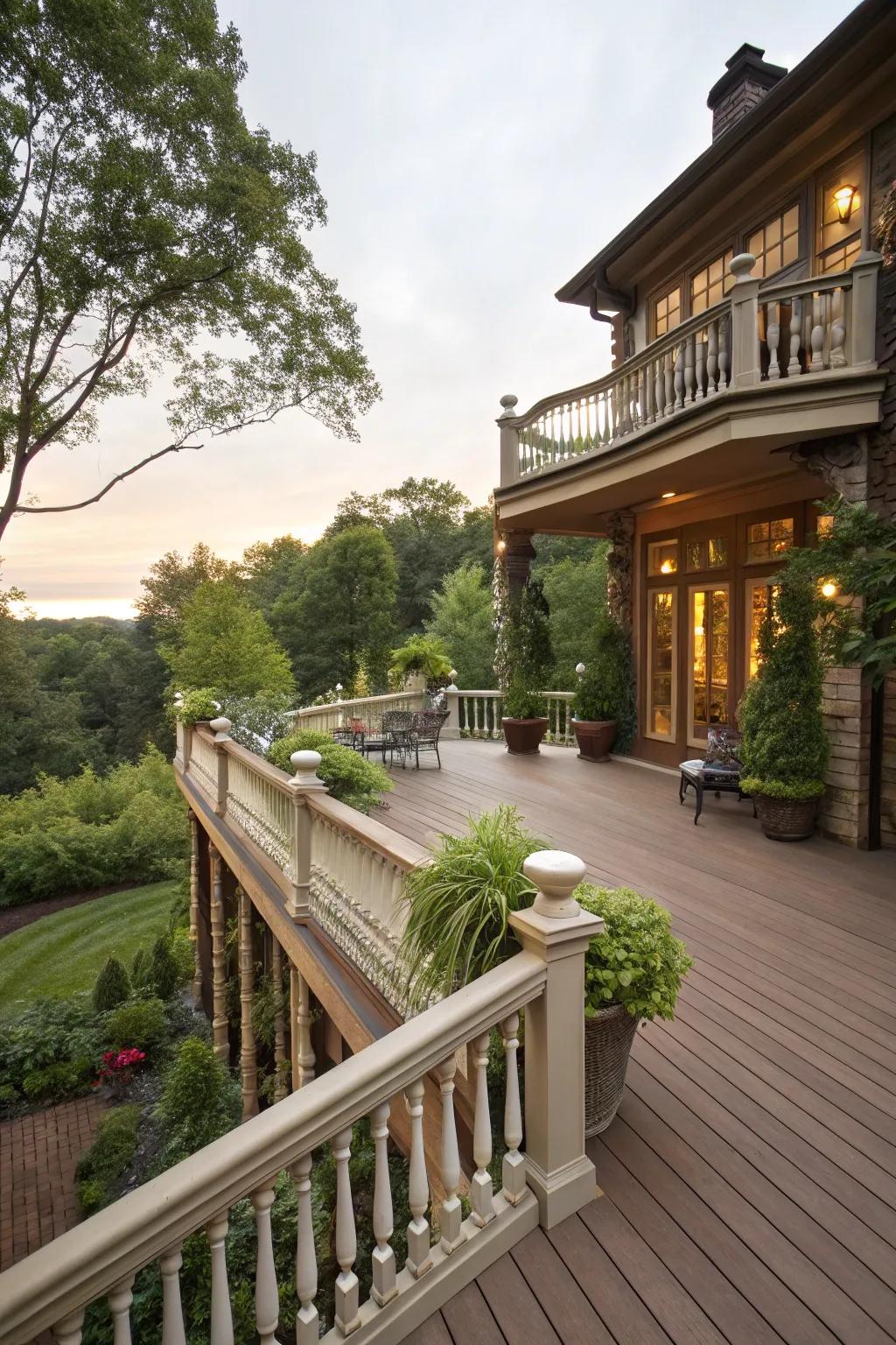 A timeless wooden deck that exudes warmth and natural beauty.