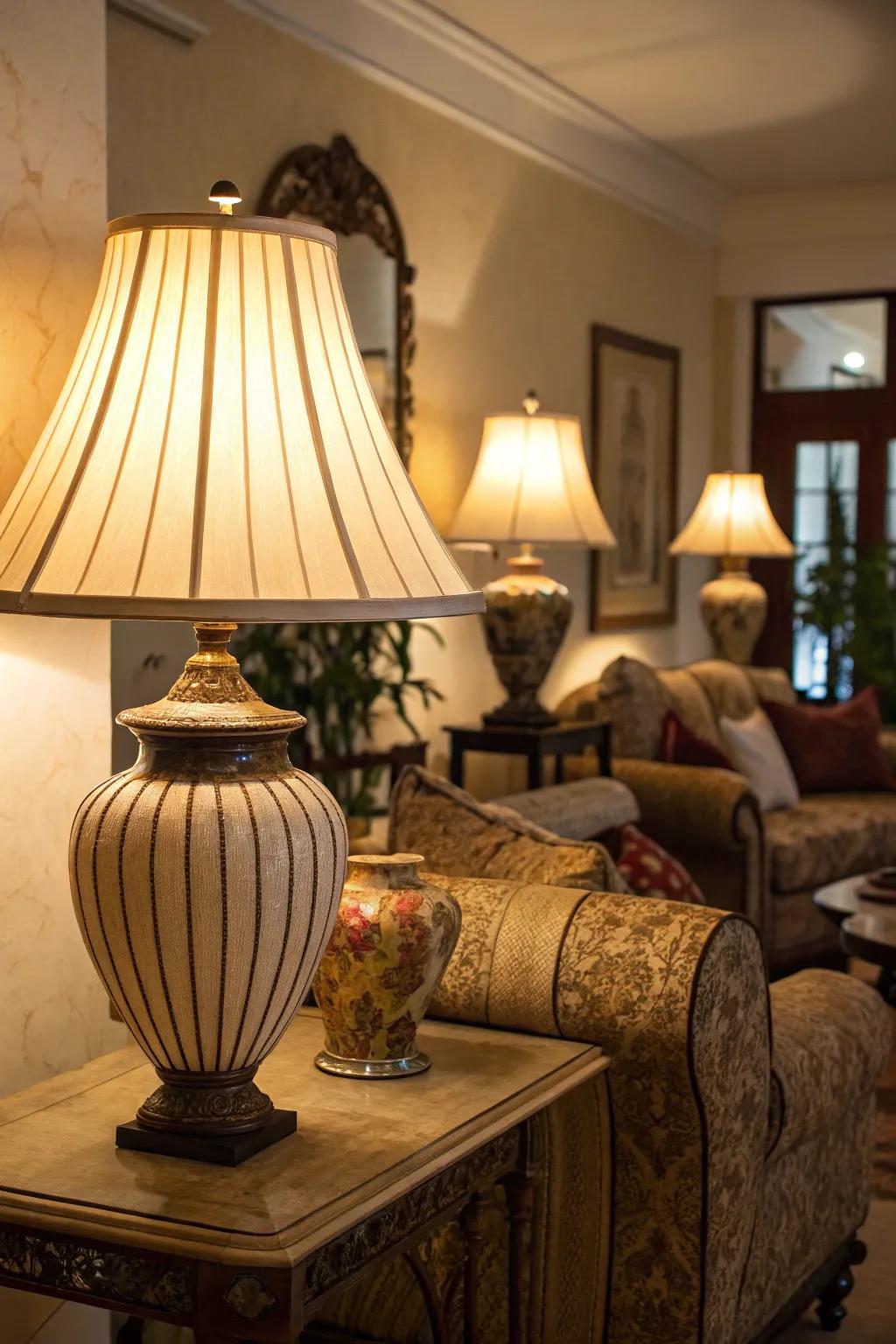 Warm lighting sets a cozy mood.