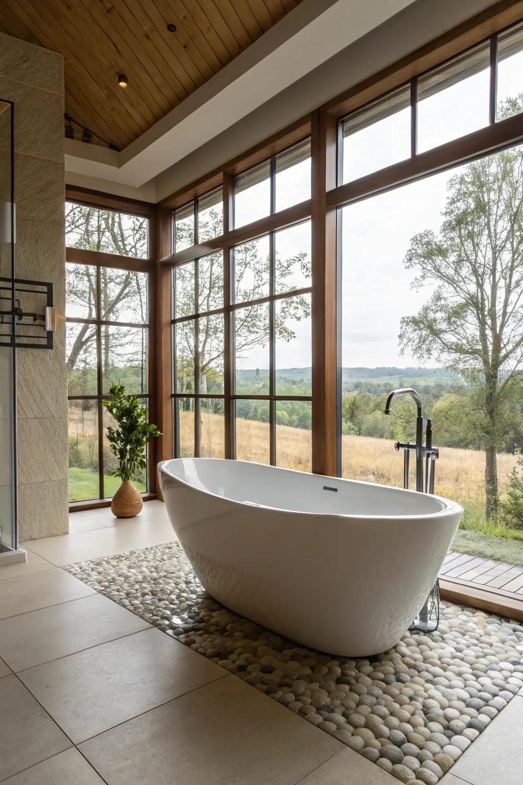 A bold statement bathtub that defines the space.