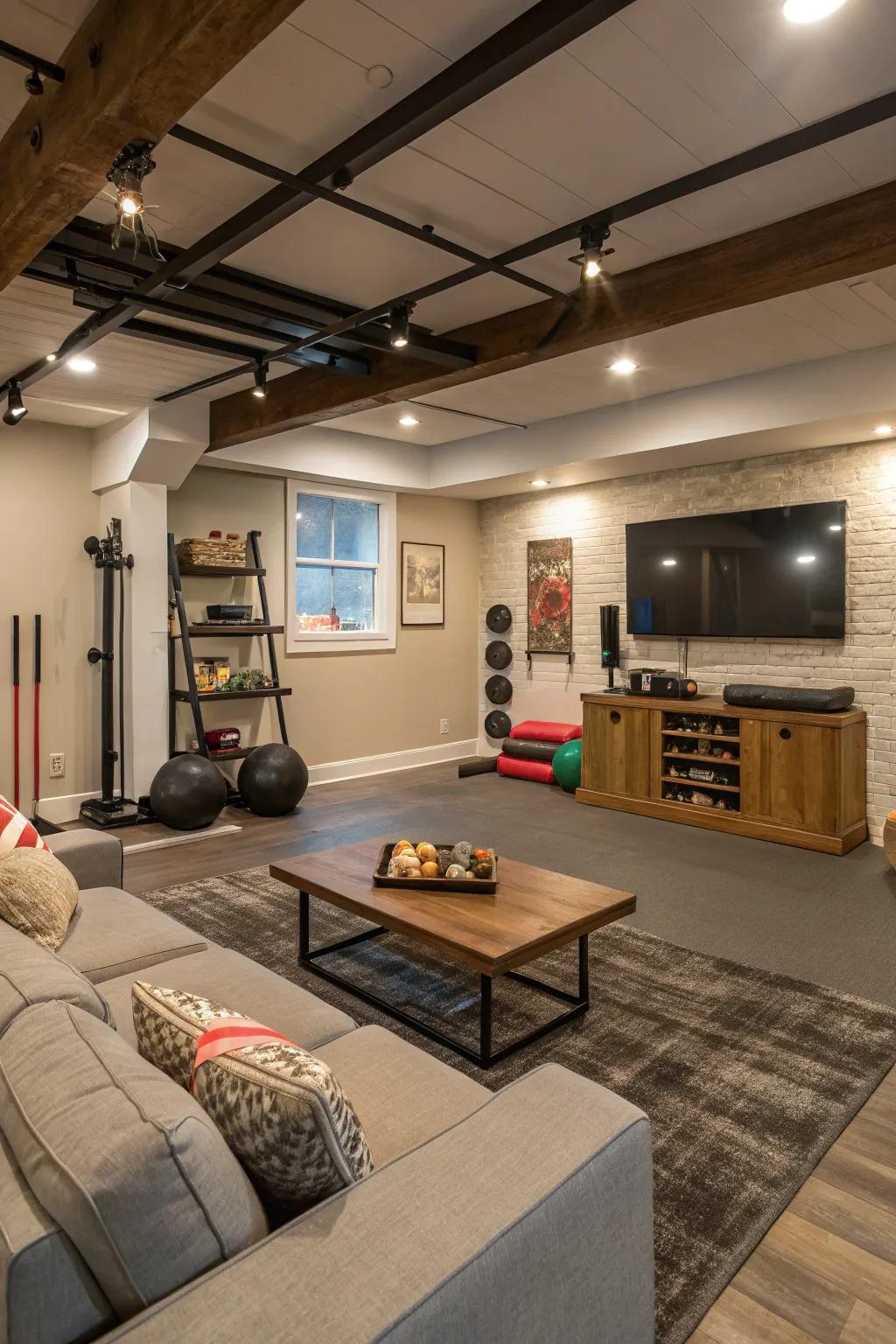 A functional layout allows for a versatile basement space.