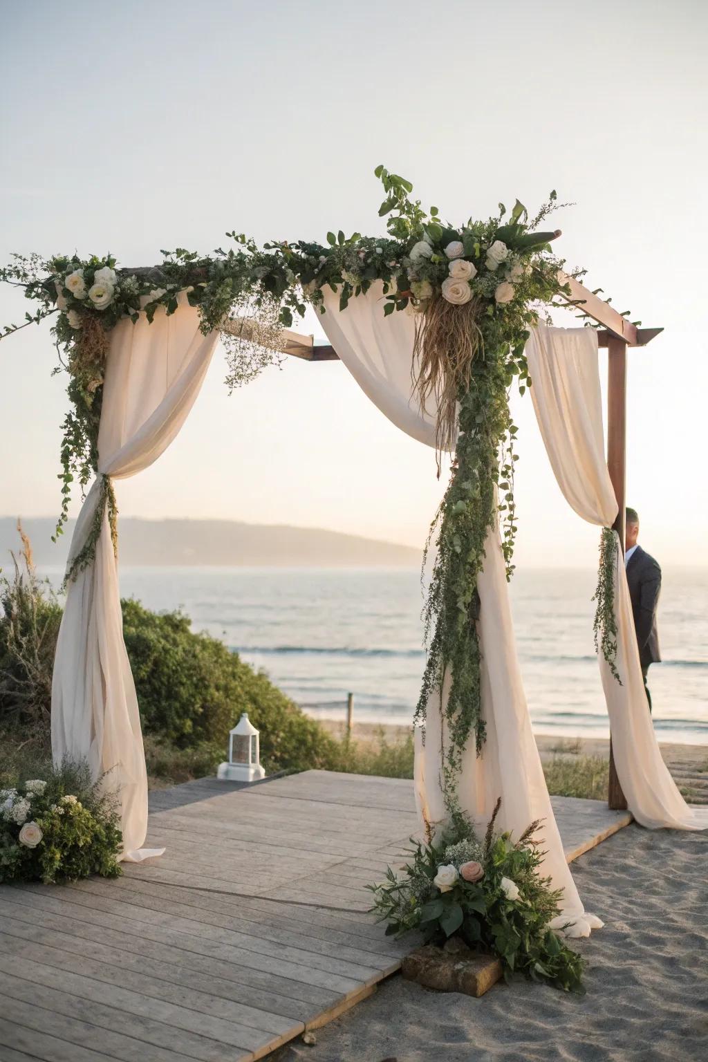 Elegant ceremonial arch with natural accents.