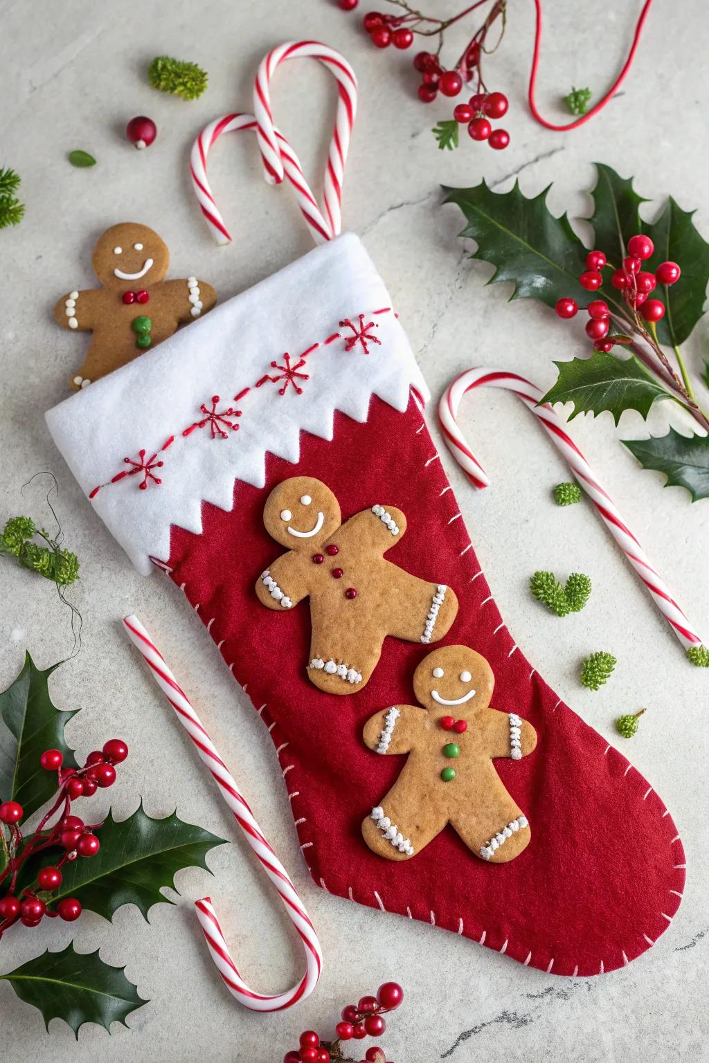 Gingerbread men add a sweet and festive charm.