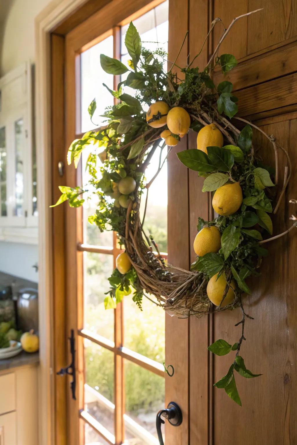 Infuse a zesty freshness with a lemon-themed wreath.