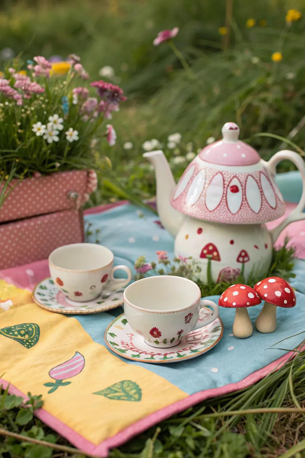 A novelty tea set with whimsical shapes for a fun twist.