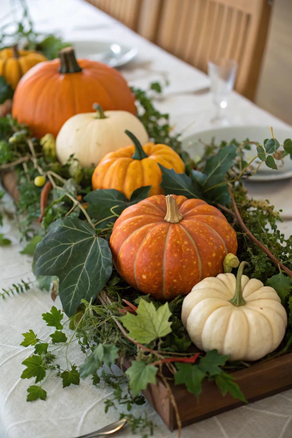 An elegant pumpkin arrangement centerpiece for your table.