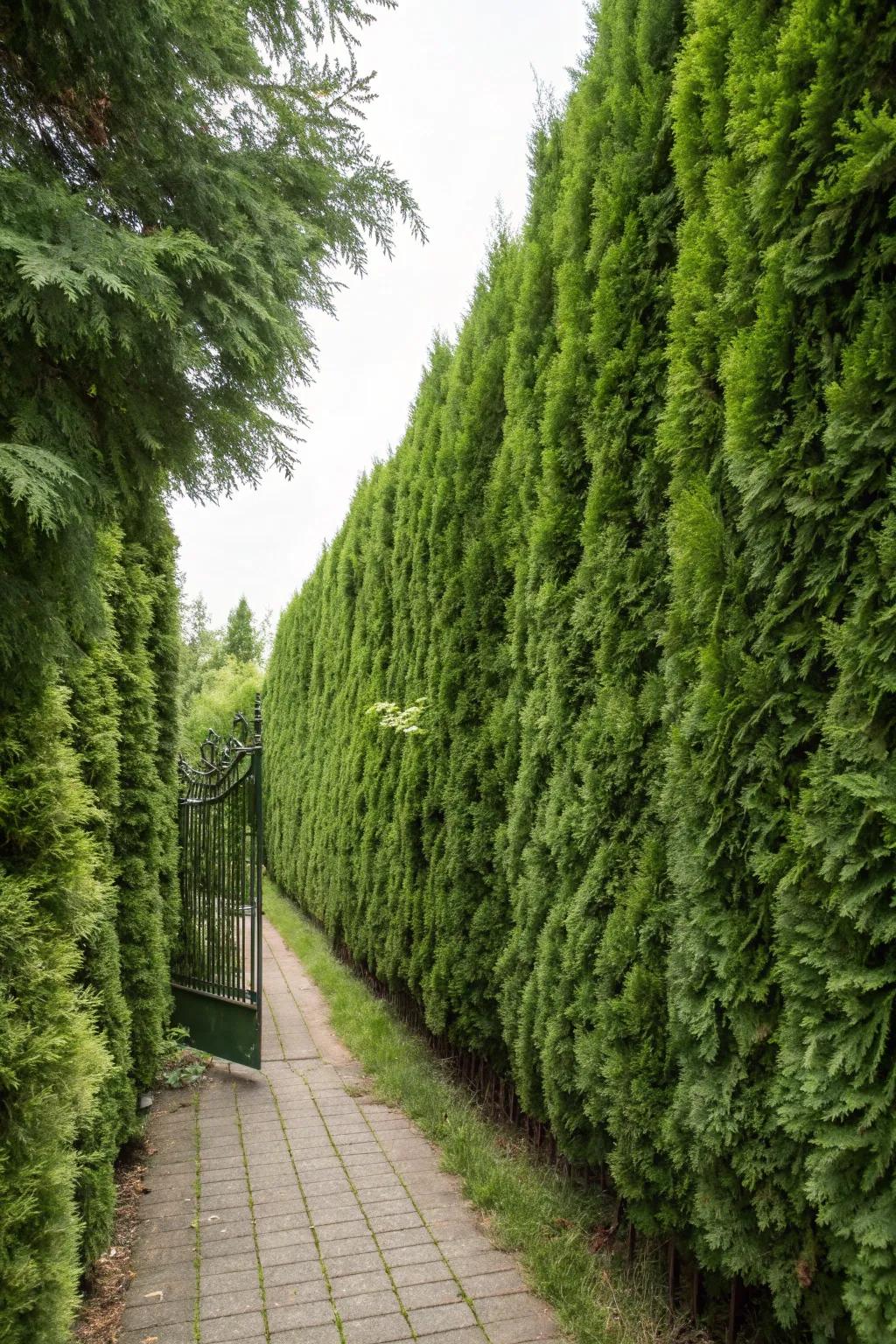 A living fence of Thuja Green Giants offers beauty and privacy.