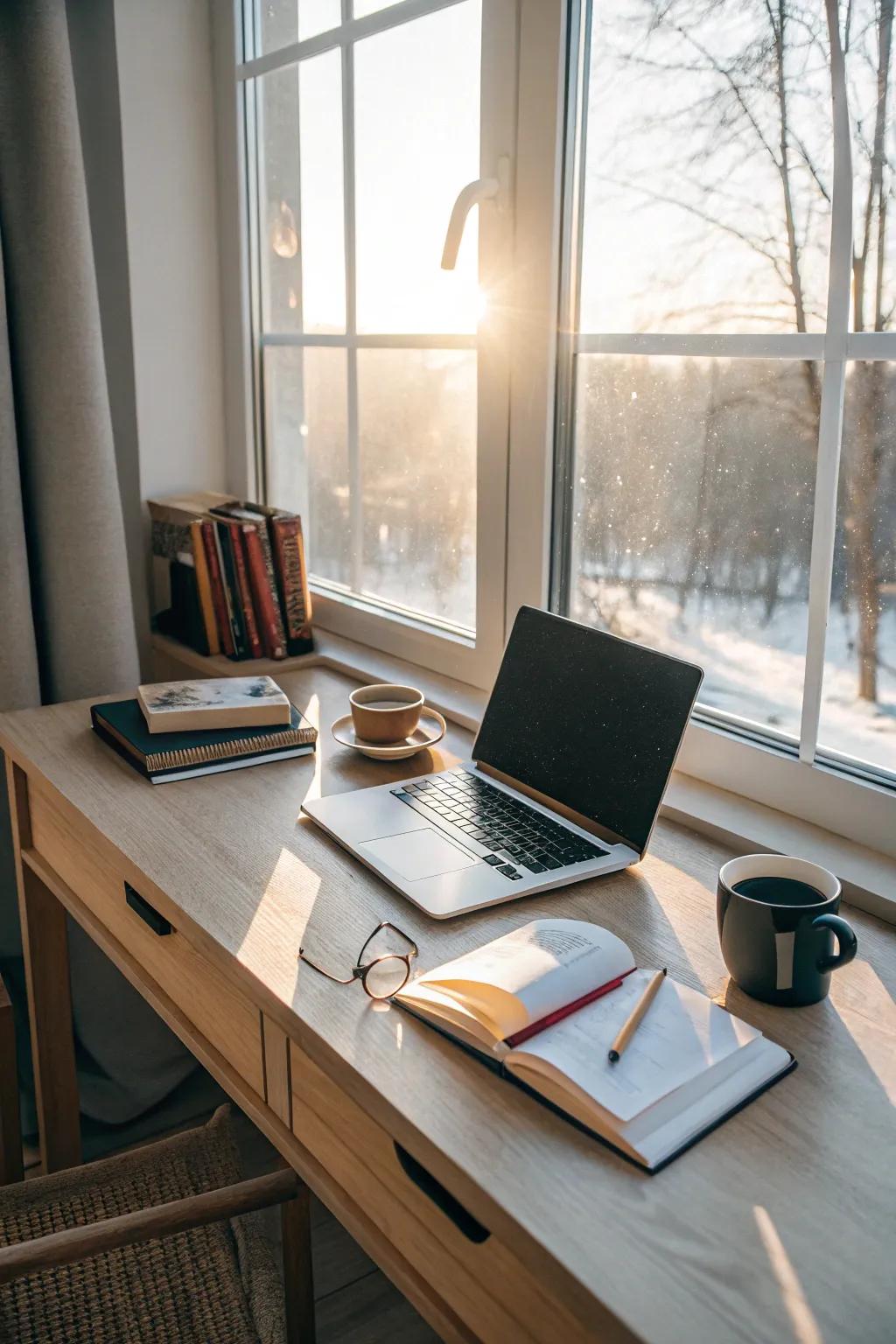 Natural light enhances the workspace and reduces eye strain.