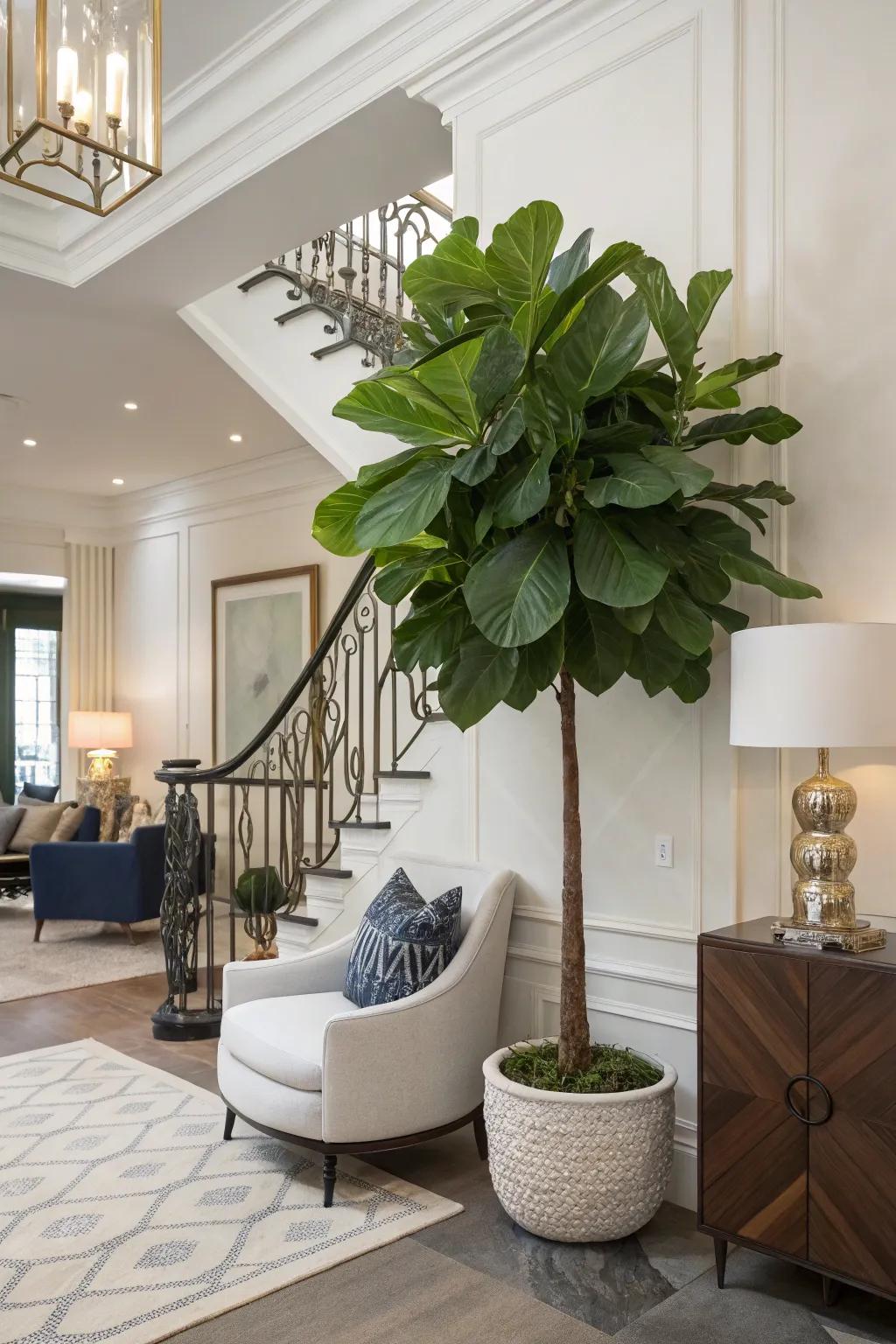 Townhouse corner with vibrant indoor plants