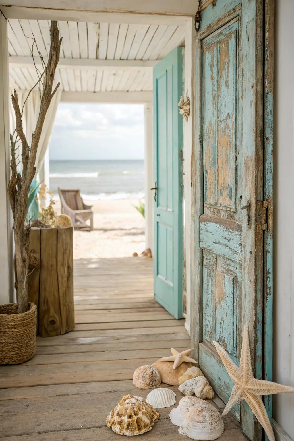 Coastal elements bring a sense of calm and relaxation to your entryway.