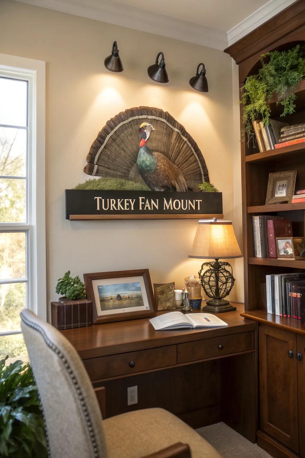 Personalized engraving turns a turkey fan mount into a memorable keepsake.