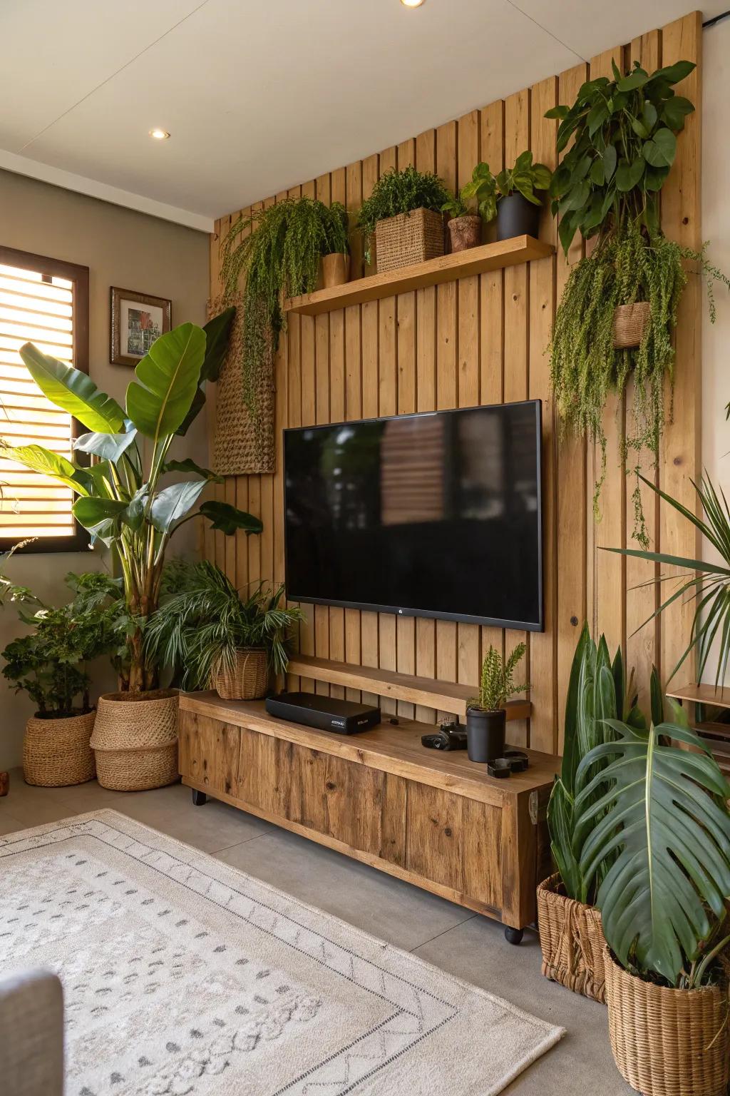 Nature elements can breathe life into your TV decor.