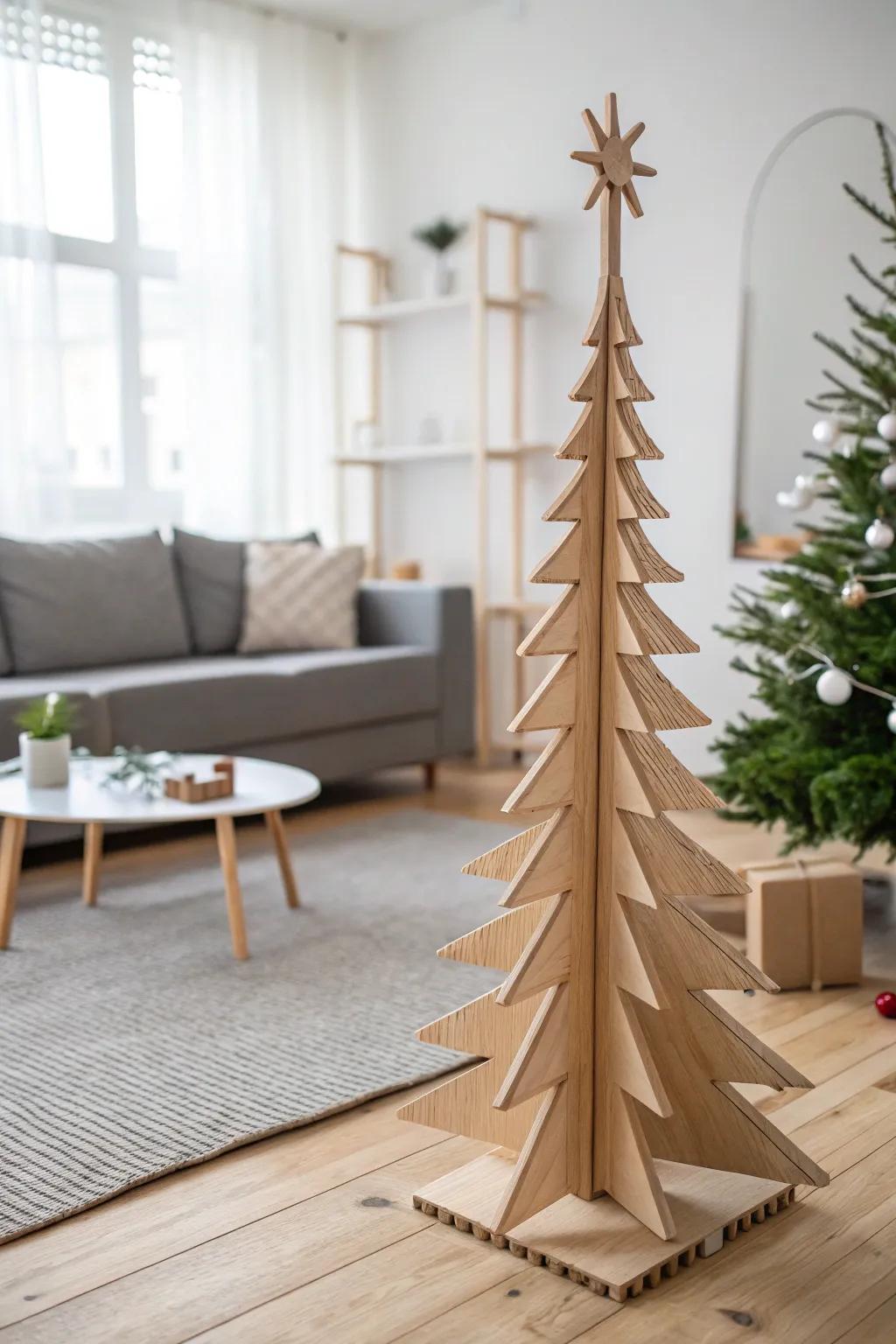 A minimalist wooden tree that embodies simplicity and style.