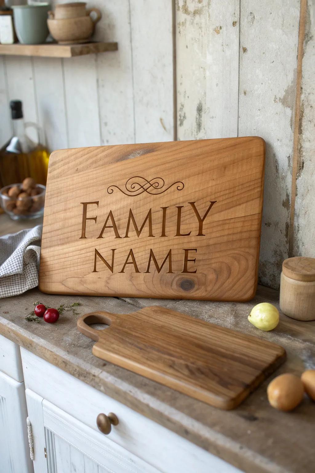 A personalized cutting board that adds charm to culinary experiences.