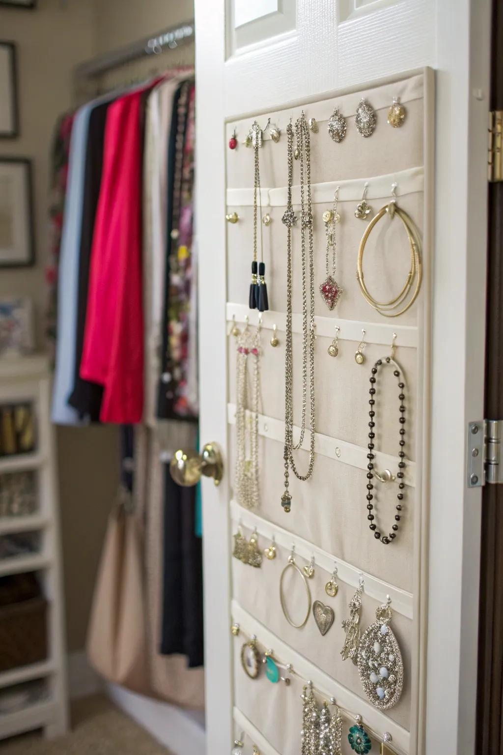 A hidden jewelry organizer provides elegant storage for your accessories.