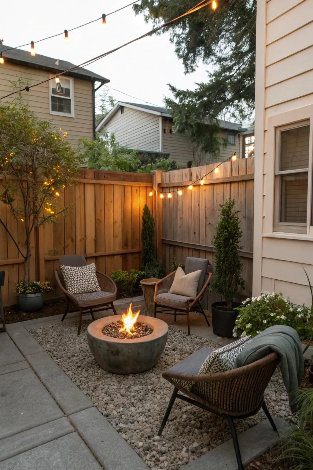 A compact fire pit fits perfectly into small spaces.