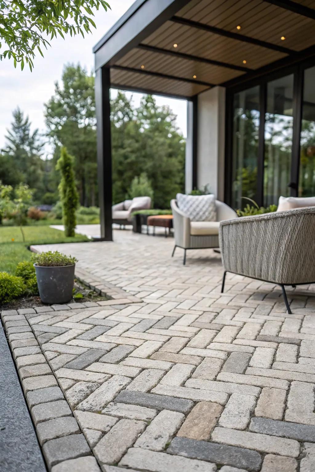 Patterned concrete pavers add texture and interest to any patio.