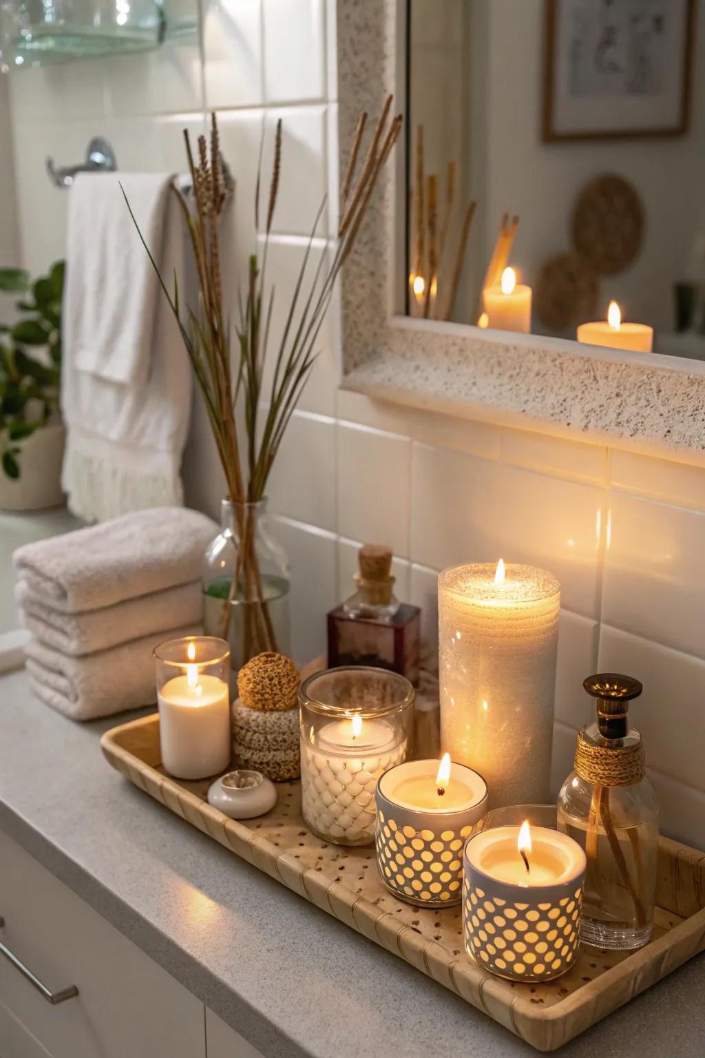 Candles create a warm and inviting atmosphere.