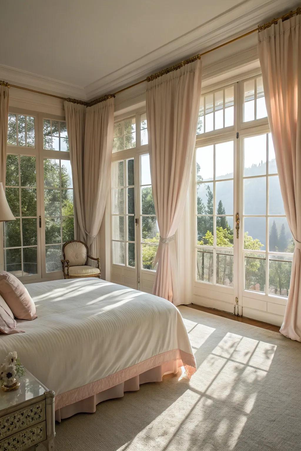 Natural light creates a bright and open atmosphere in this bedroom.