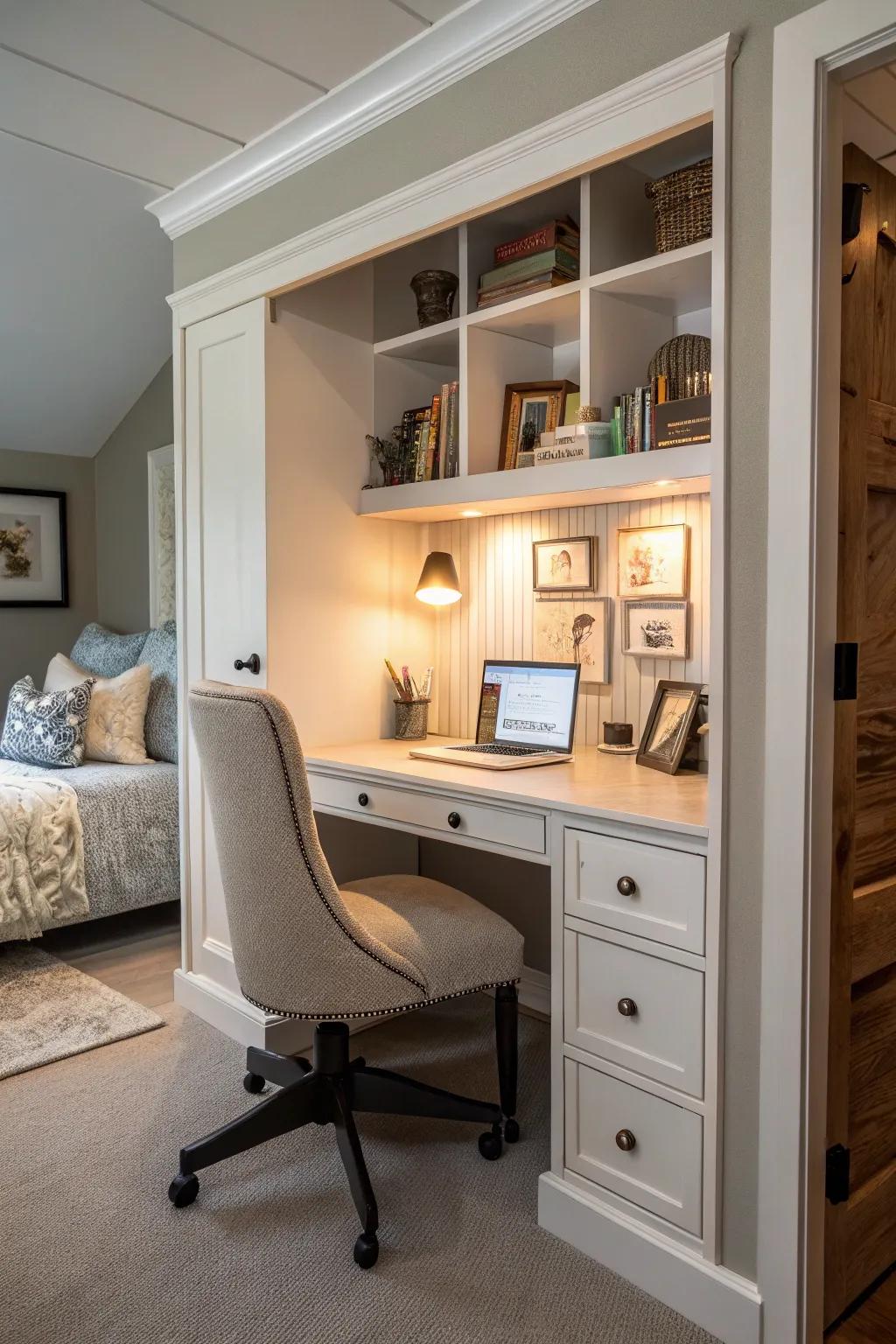 Turn an alcove into your personal workspace.