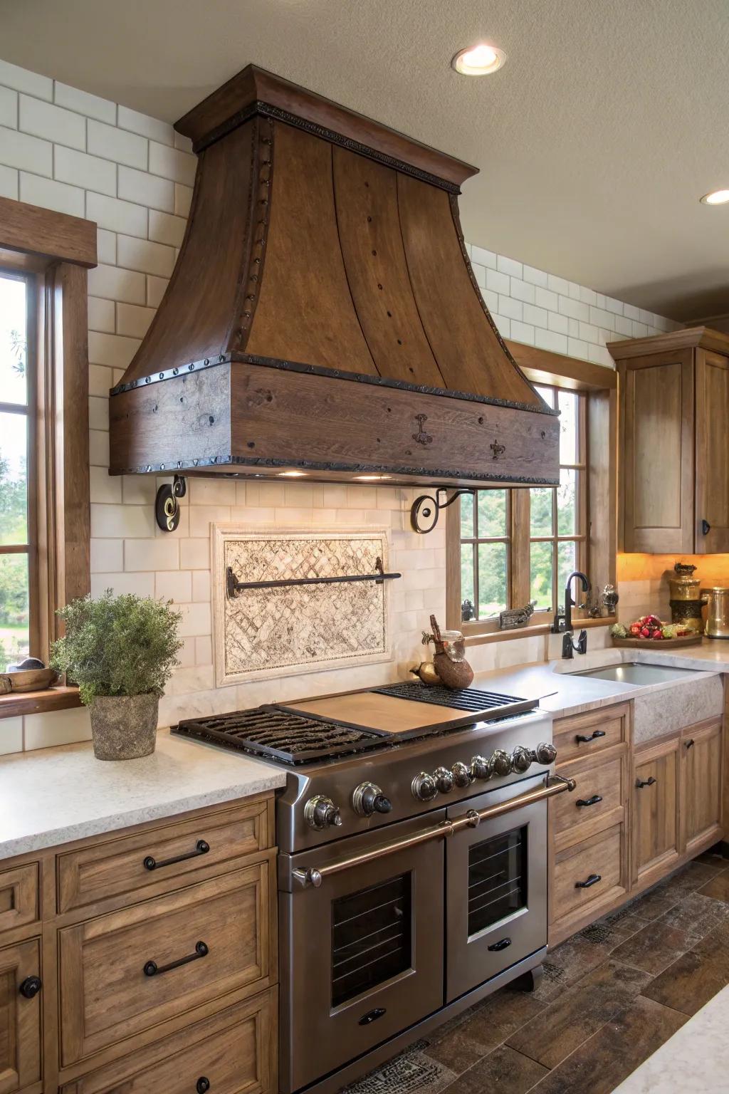 Unexpected brown elements create a unique focal point.